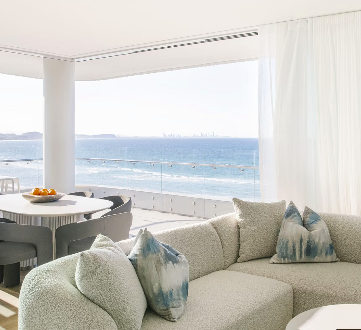 Oceanfront view from Kirra Point Holiday Apartments at sunrise