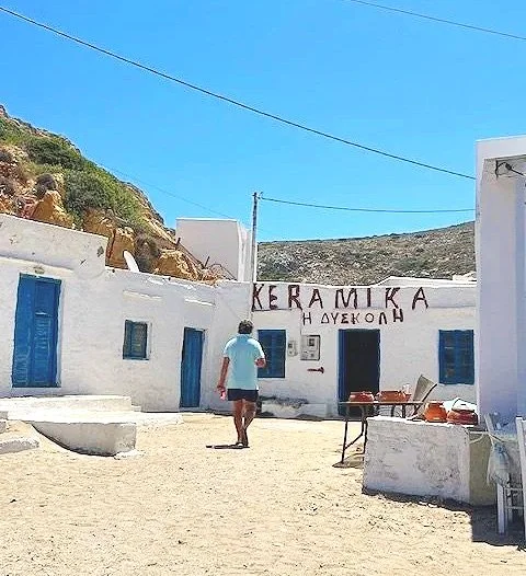 Traditional Sifnos pottery workshop with handmade Cycladic ceramics