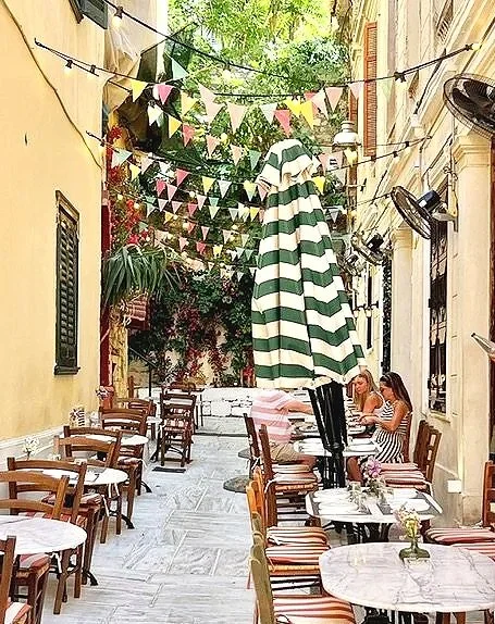 Colourful Plaka neighbourhood in Athens Greece