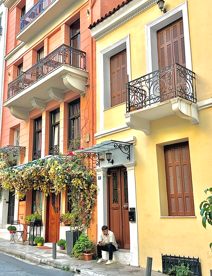 Colourful Plaka neighbourhood in Athens Greece
