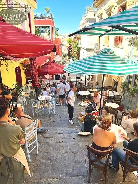Colourful Plaka neighbourhood in Athens Greece