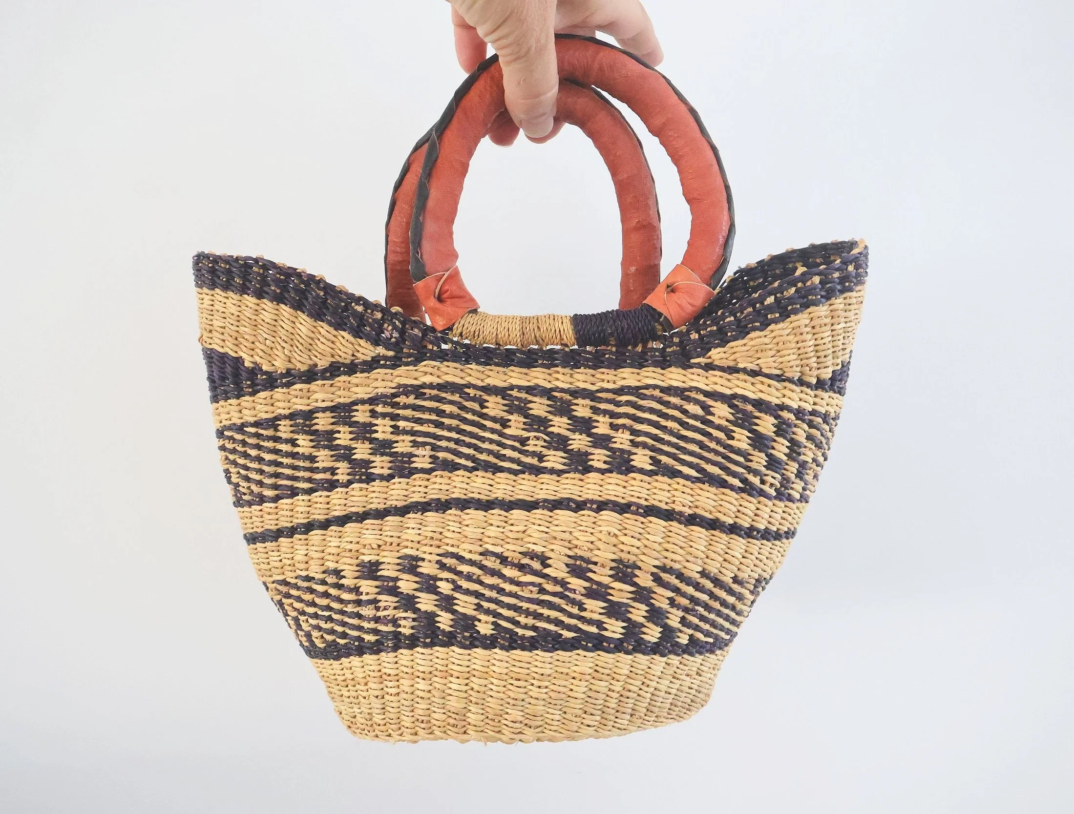 Bolgatanga Handwoven Colourful UShopper Basket- Small #5