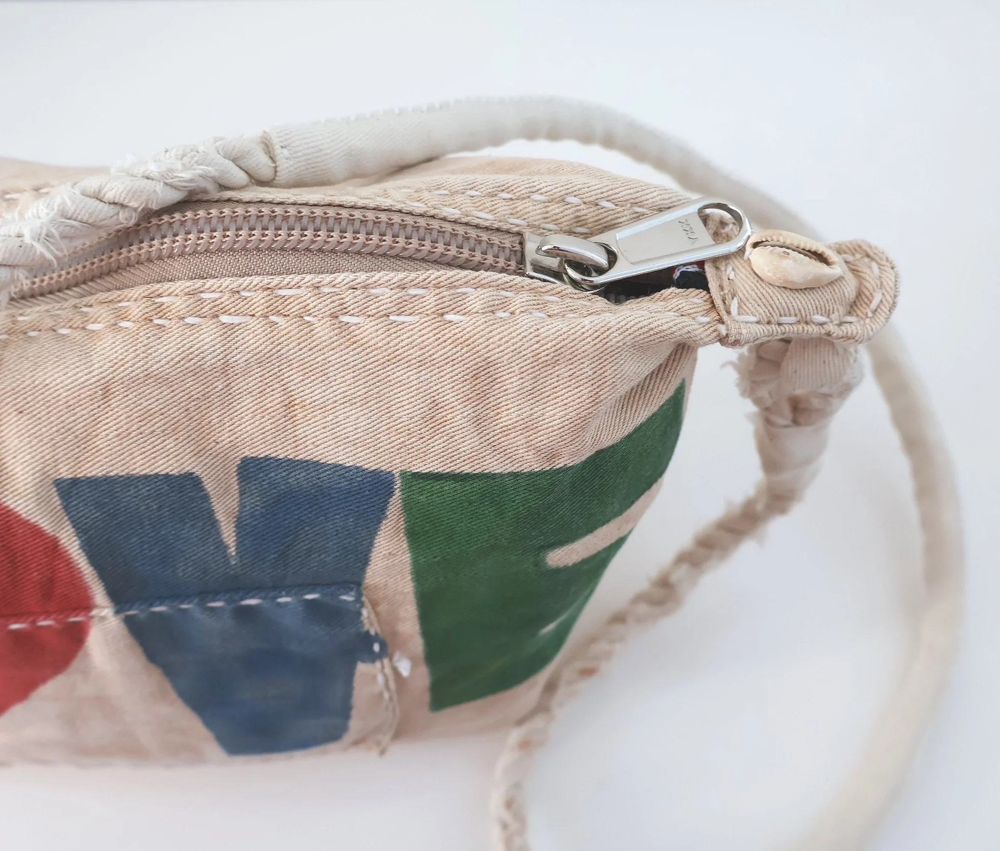 Ali Lamu Large Natural Rainbow LOVE Cross Body