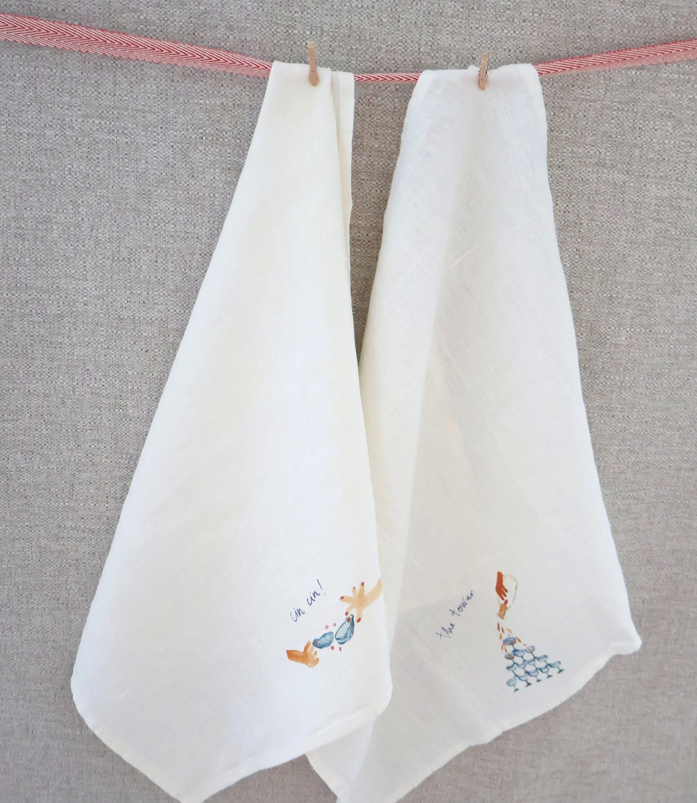 Dinette "The Tower / Oyster Cheers" Linen Napkin Set -2