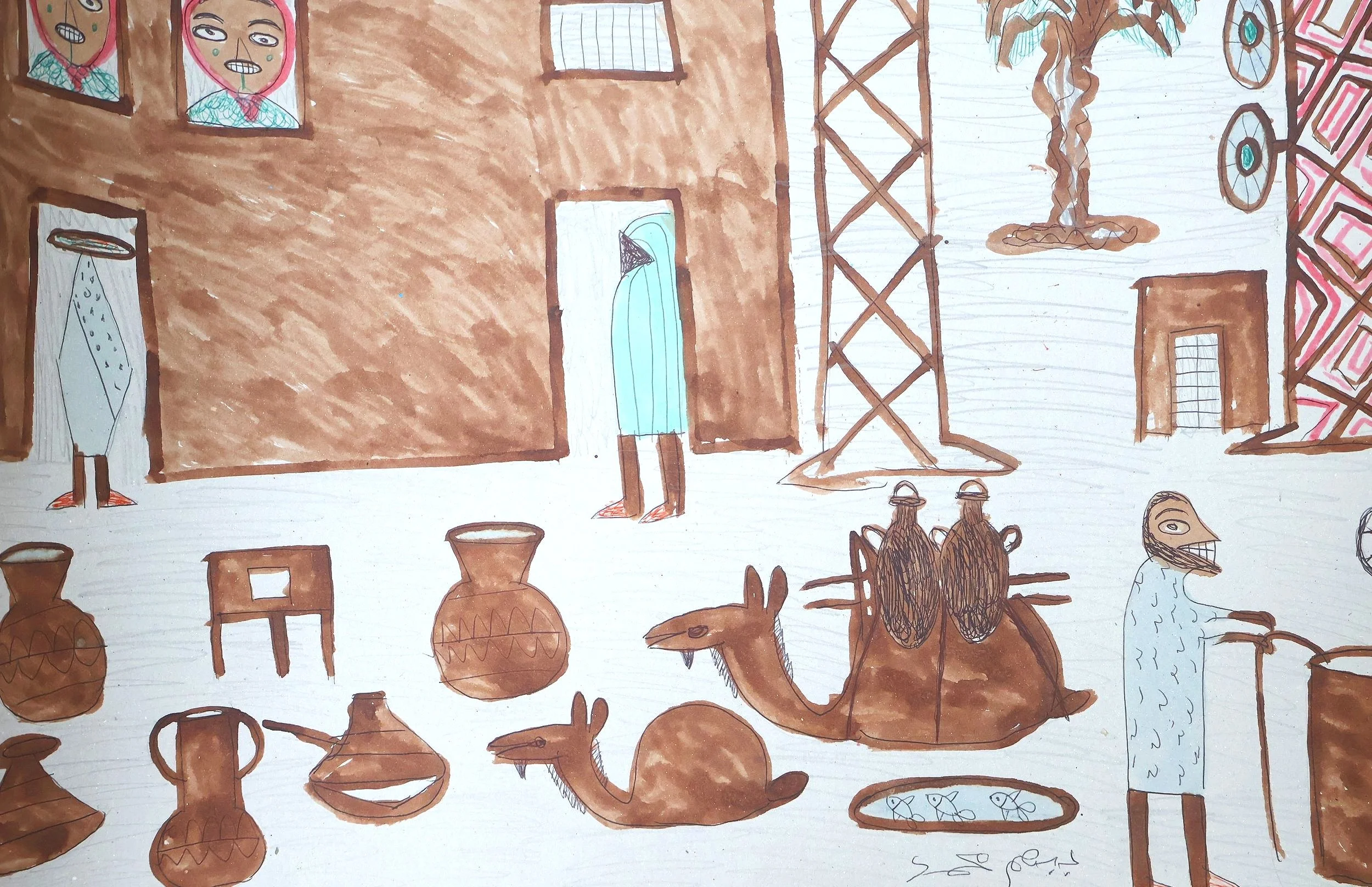 Mohamed Babahoum Original Art-The Heat of the Day