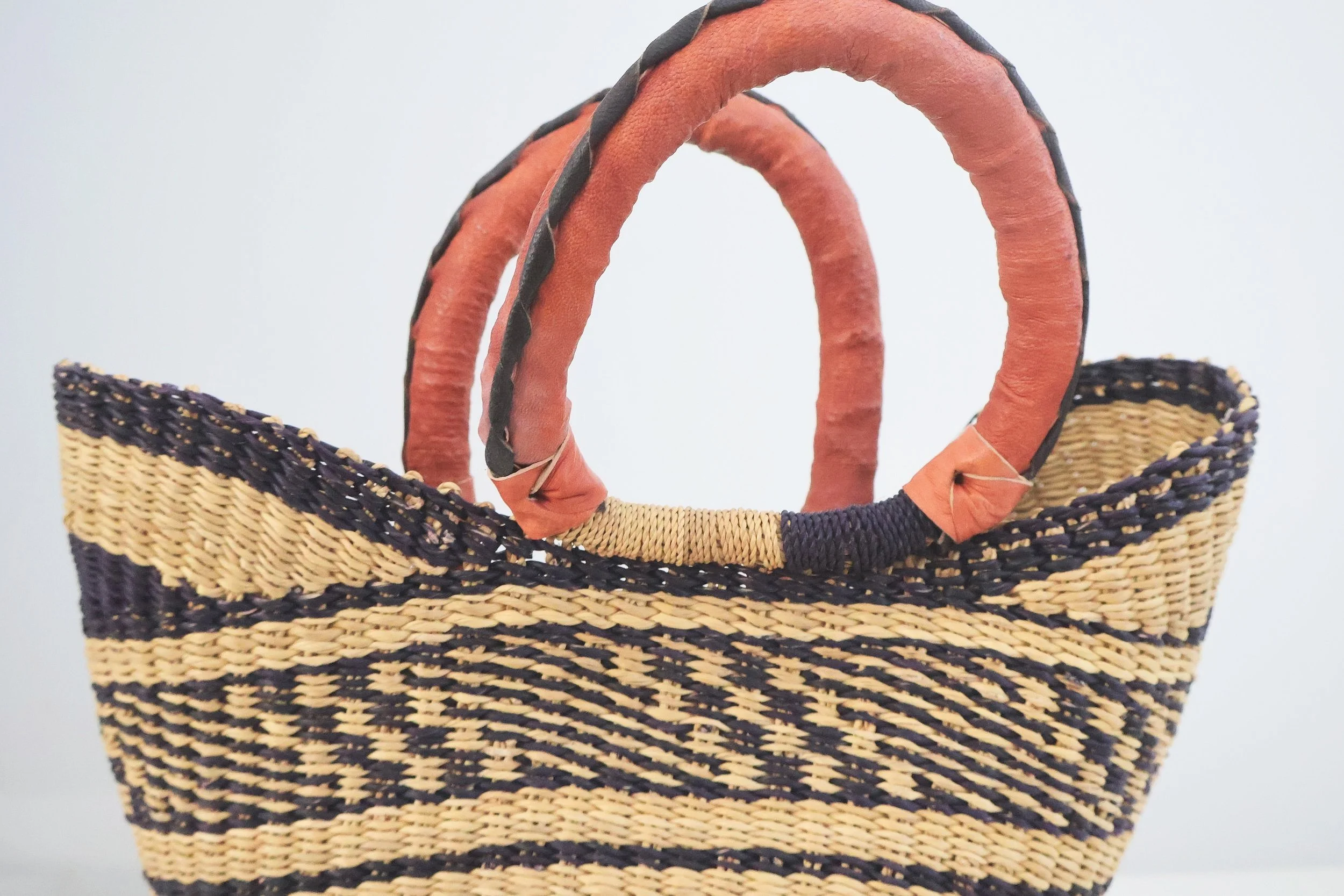 Bolgatanga Handwoven Colourful UShopper Basket- Small #5