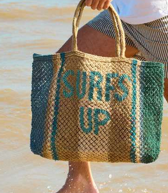 The Jacksons SURFS UP Jute Bag- Multi Blues