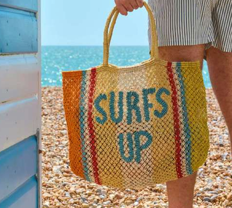 The Jacksons SURFS UP Jute Bag- Multi Yellow