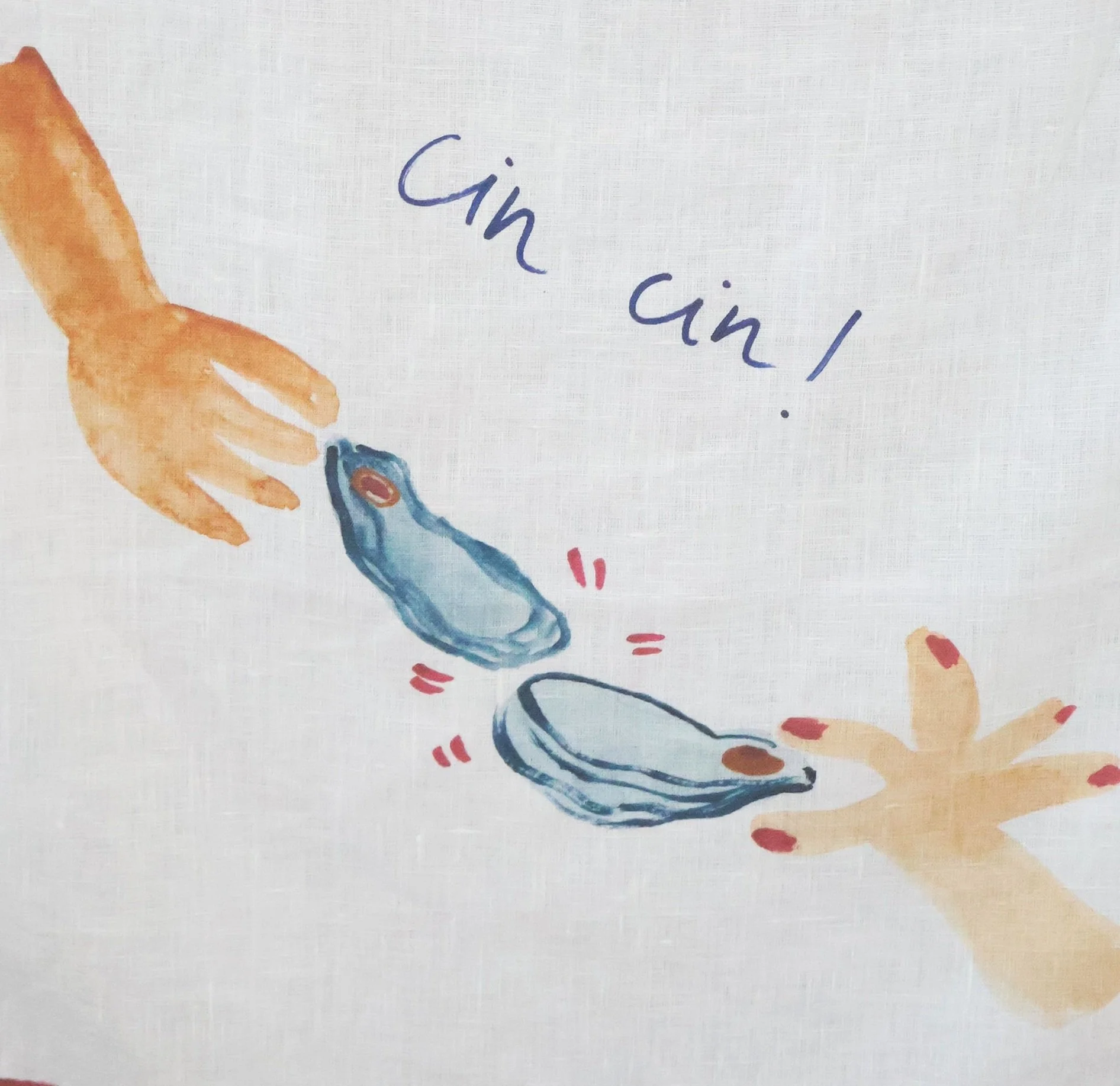 Dinette "Oyster Cheers" Linen Tea Towel