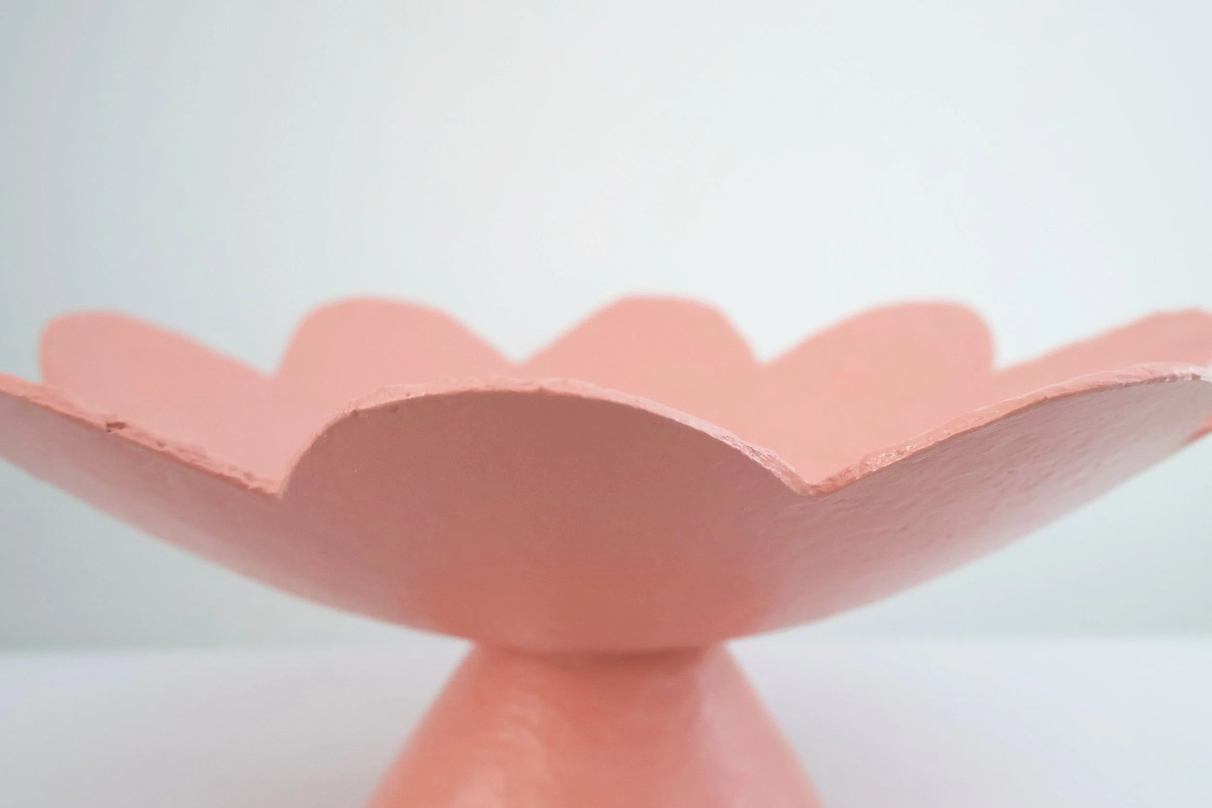 Ode to Elma Scalloped Pedestal Bowl #2-Sunset Peach