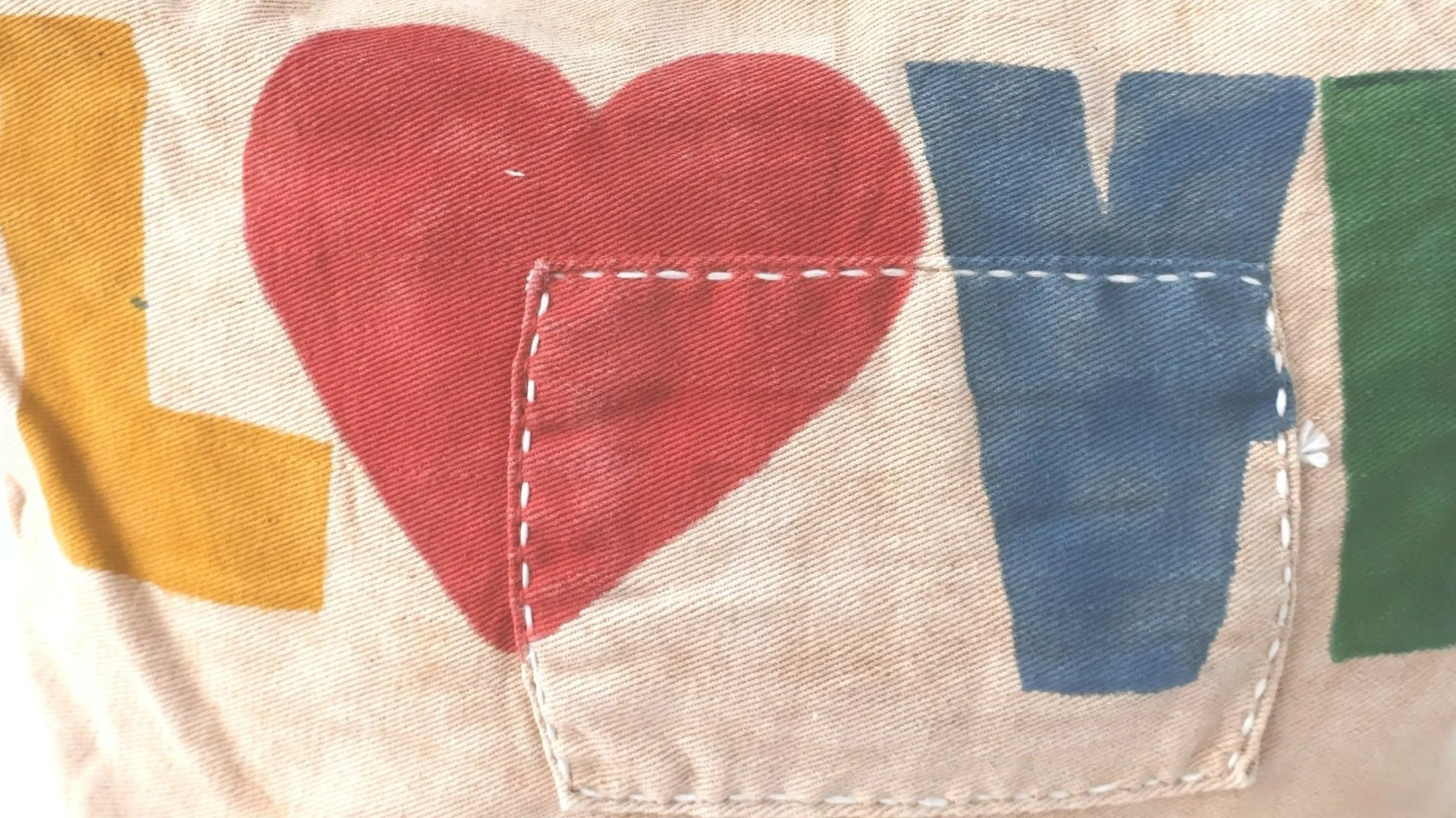 Ali Lamu Large Natural Rainbow LOVE Cross Body