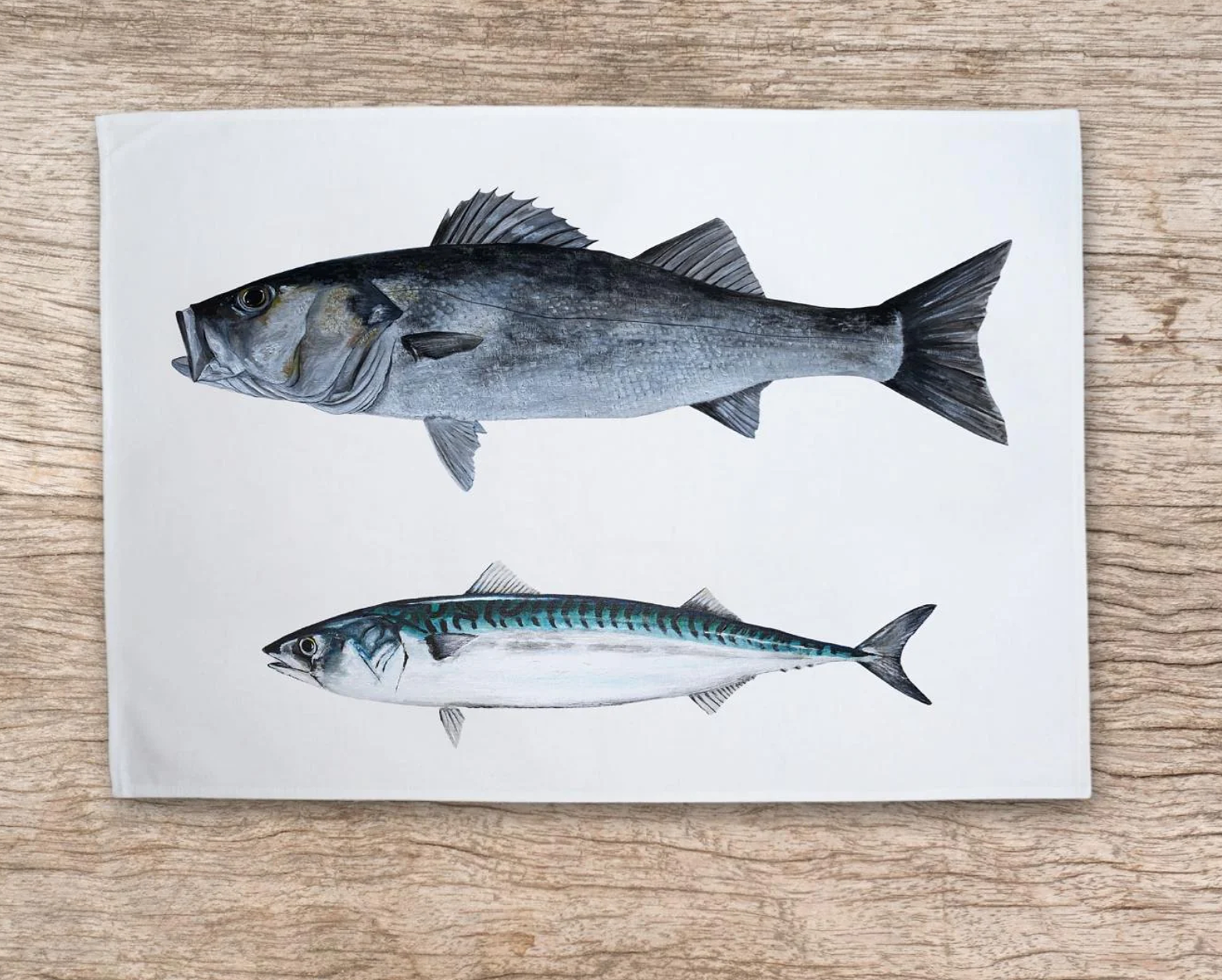 Varek Cotton Tea Towel -The Bass and the Mackerel