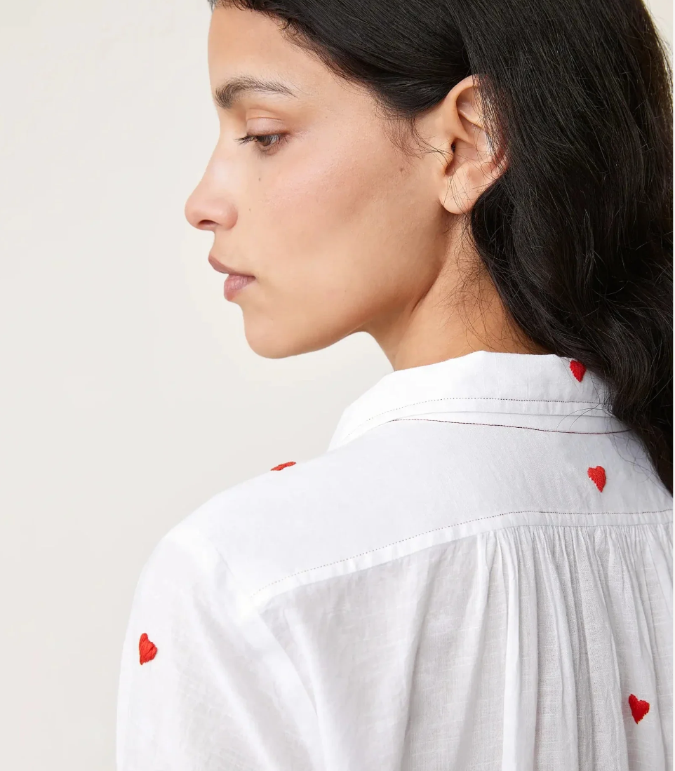 Scarlette Ateliers Calie nightgown -Red heart embroidery