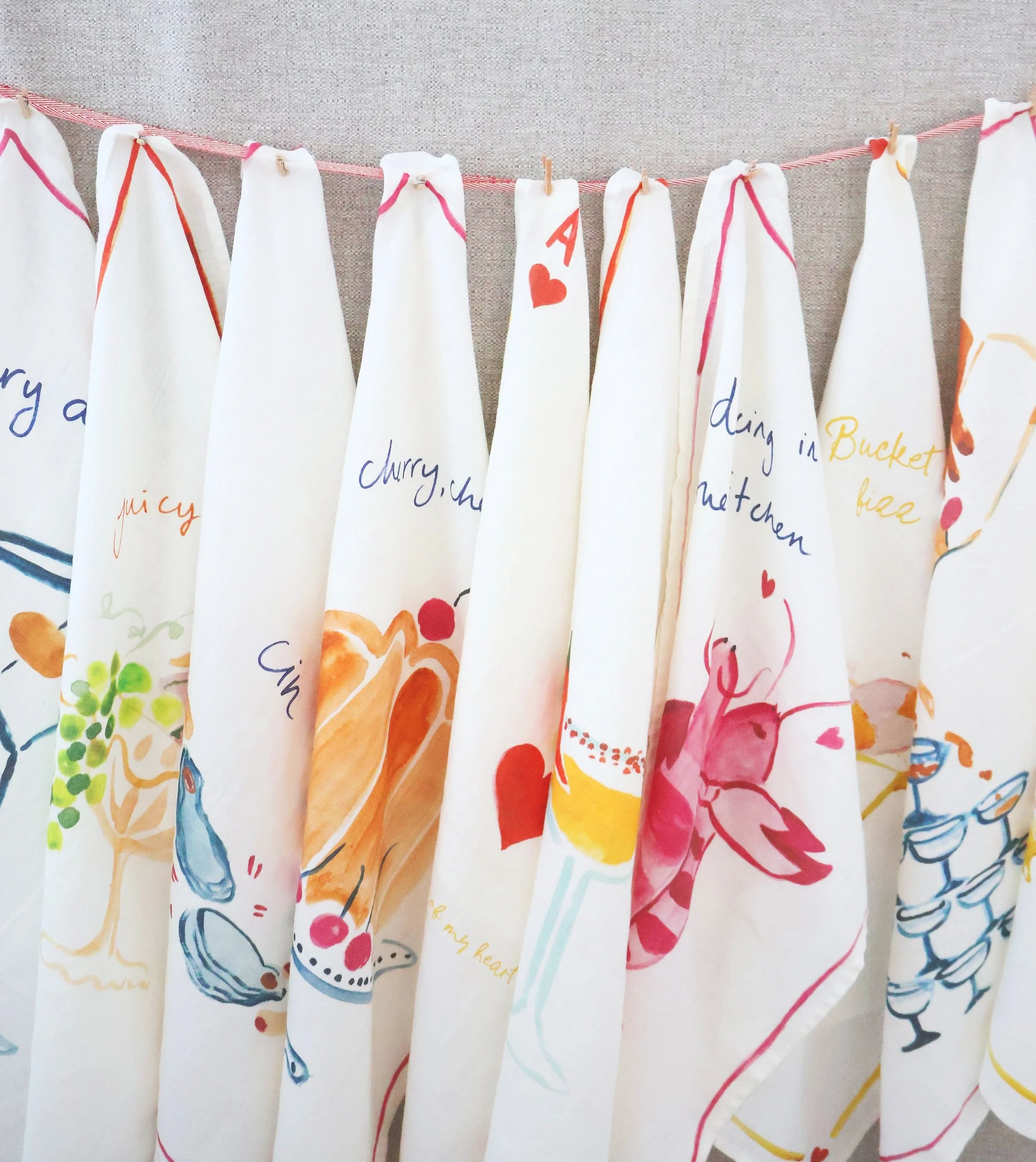 Dinette "Cherry Cherie " Linen Tea Towel