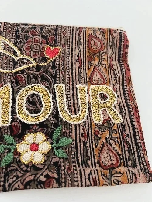 CSAO Embroidered Clutch Brown AMOUR Medium