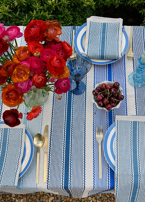 Aqua door Designs Blue Tuxedo Stripe Napkins (set of 4)