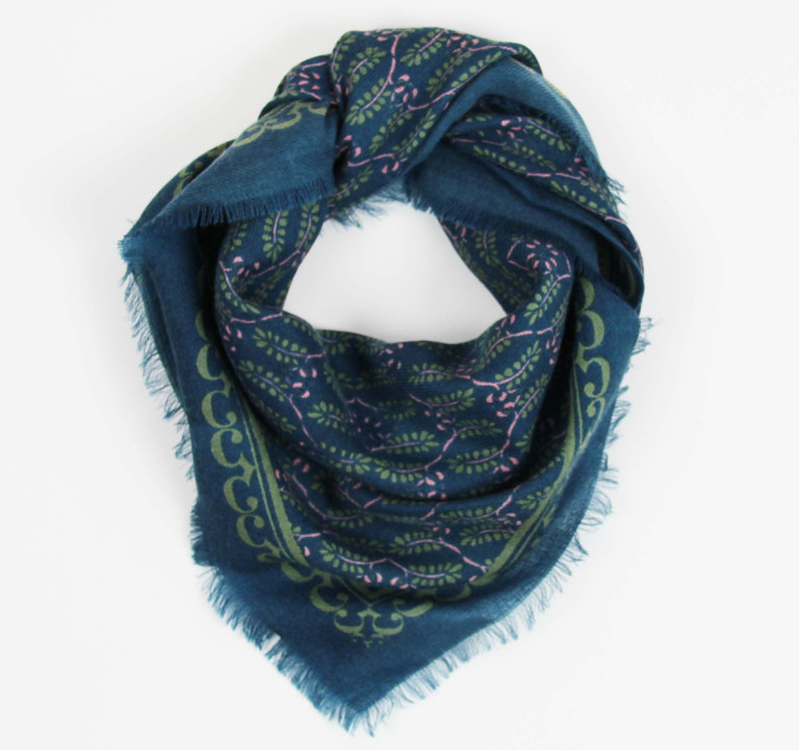 Les Belles Vagabondes Delta Celeste Wool Scarf Bleu