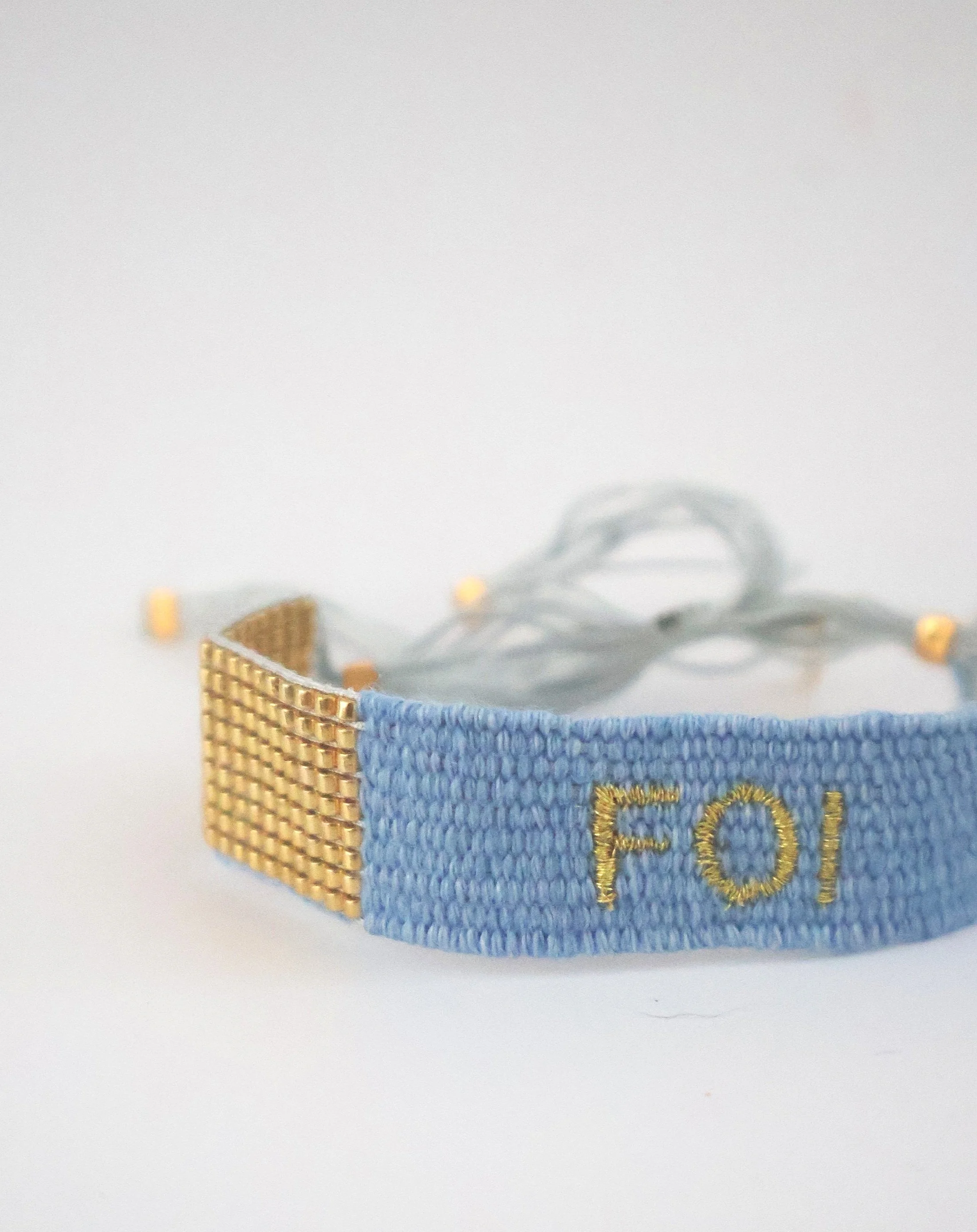 Maison Plune  Linen Blue Manchette Bracelet-Foi/Faith