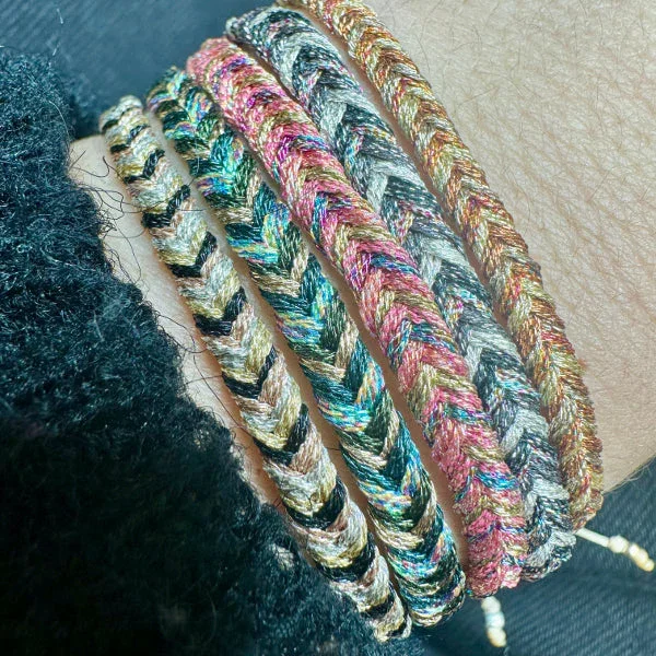 Leju Handwoven Trenza Bracelet- Pink Sky Blue