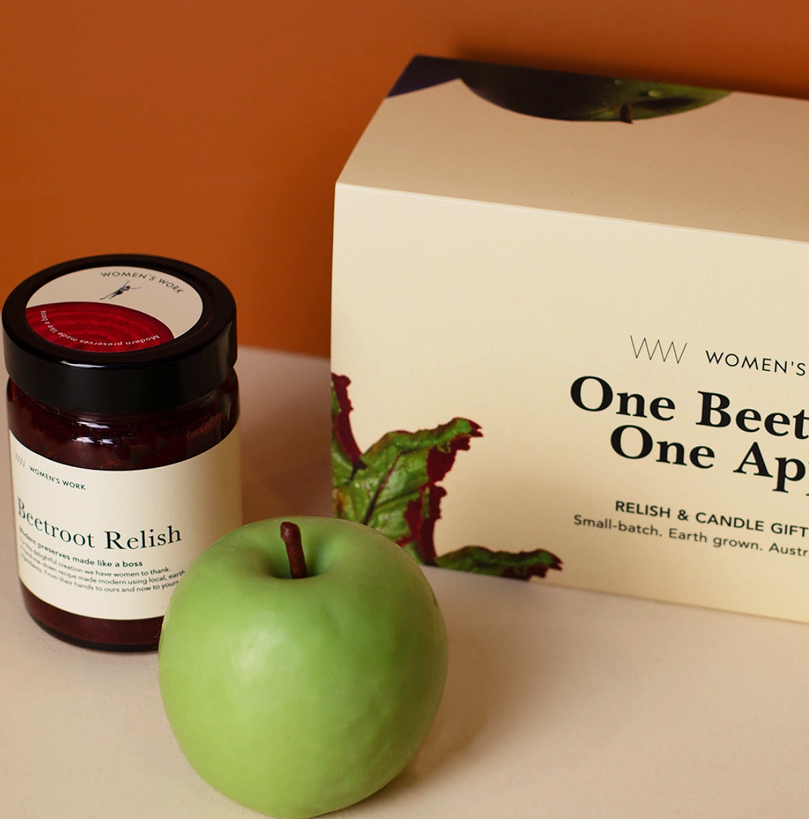 Women's Work One Beetroot, One Apple Large- A Relish & Candle Gift Set (330g)