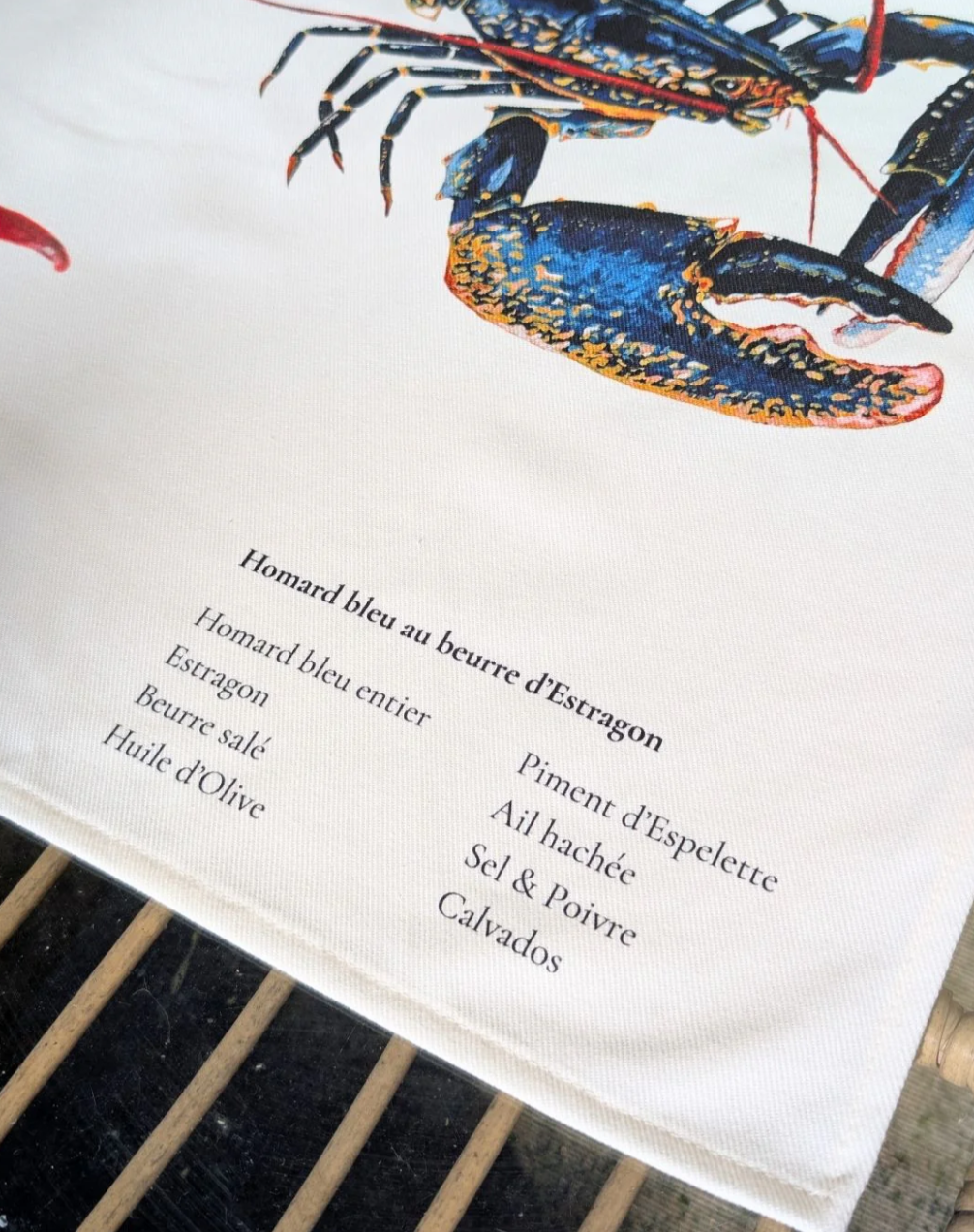 Varek Cotton Tea Towel -Recipe Lobster with Tarragon Butter