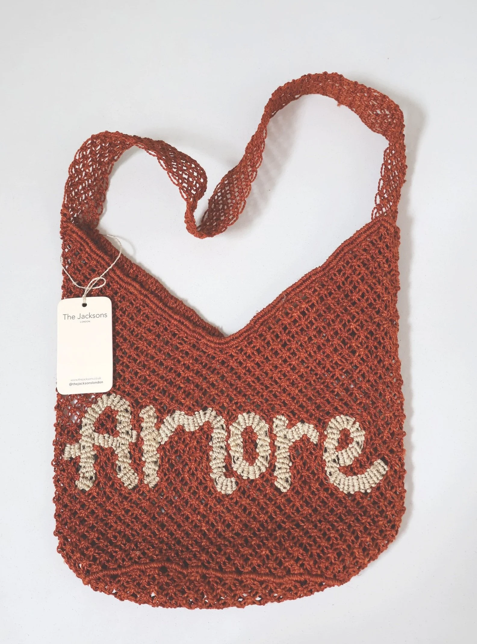 The Jacksons AMORE Jute Bag- Peach/Natural