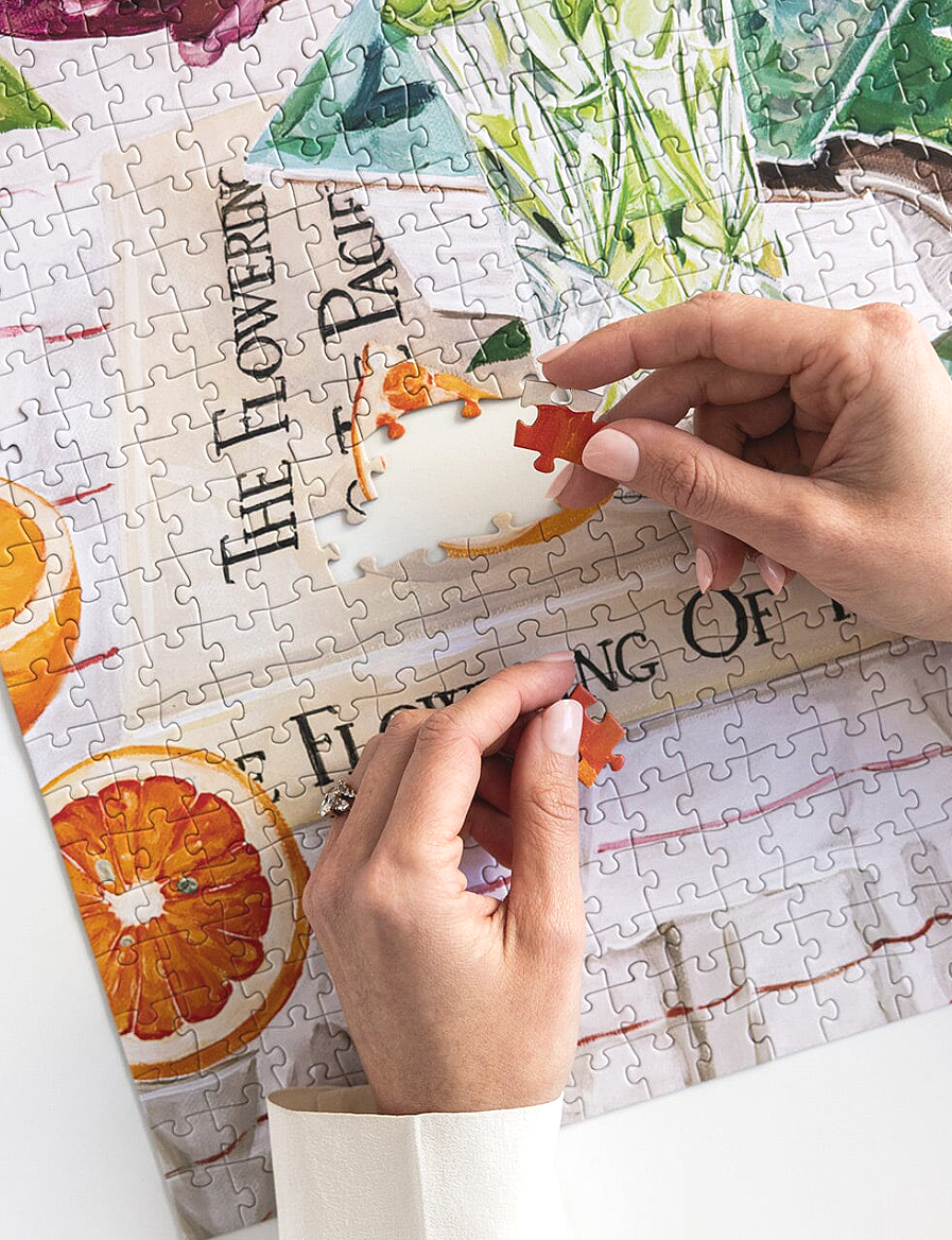 Bespoke Letterpress Poppies and Foxglove 1000pc Puzzle