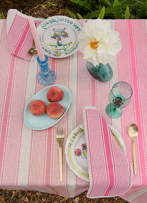 Aqua door Designs Pink Tuxedo Stripe Napkins (set of 4)