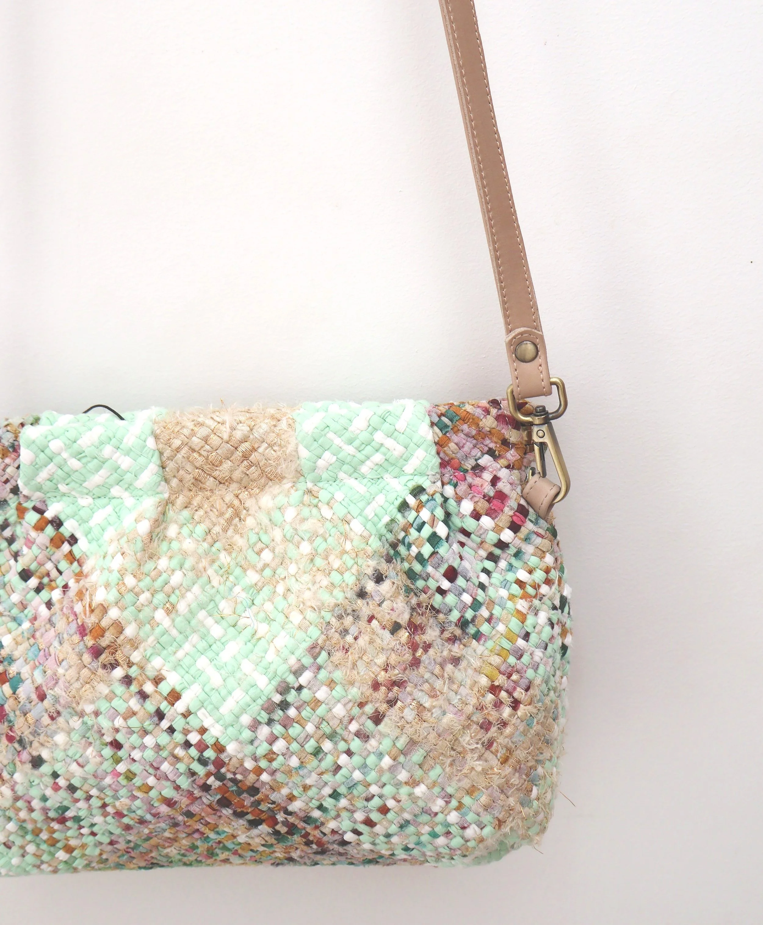 Claramonte Lissa Fabric Medium Bag-Mint/Cream