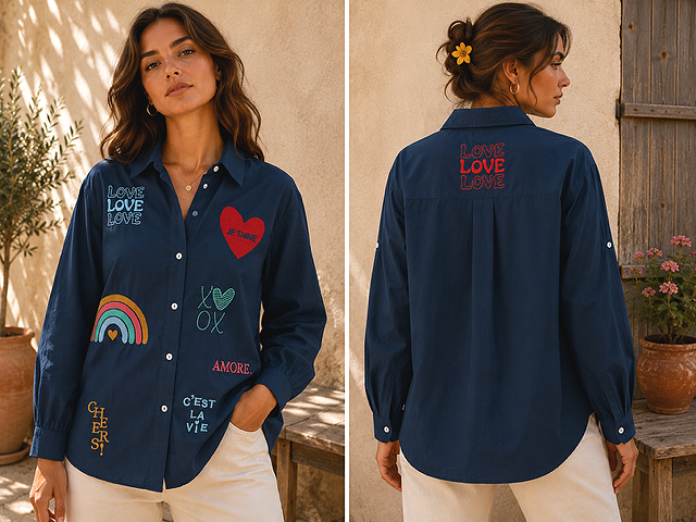 Island Threads Je T'aime Shirt. Medium/Large