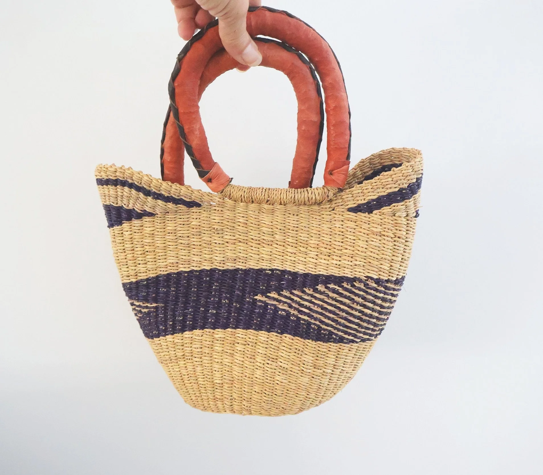 Bolgatanga Handwoven Colourful UShopper Basket- Small #1