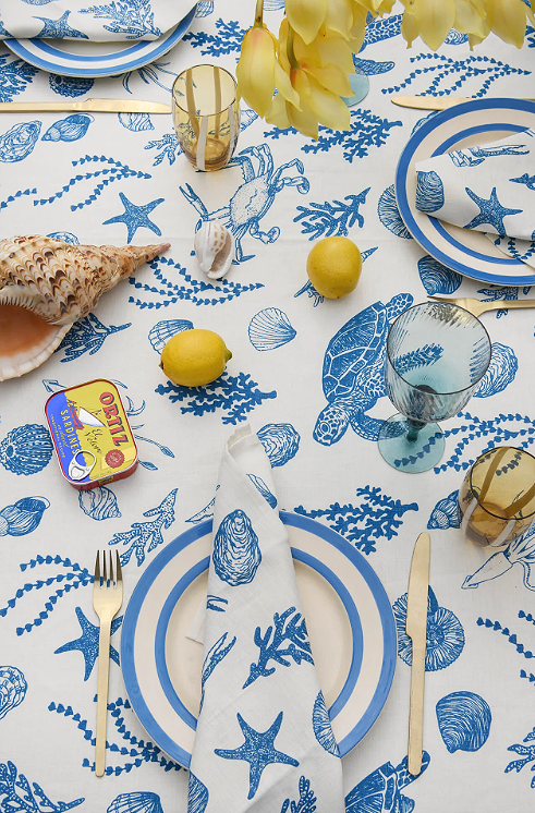 Aqua door Designs Blue Under the Sea Linen Napkins (set of 4)