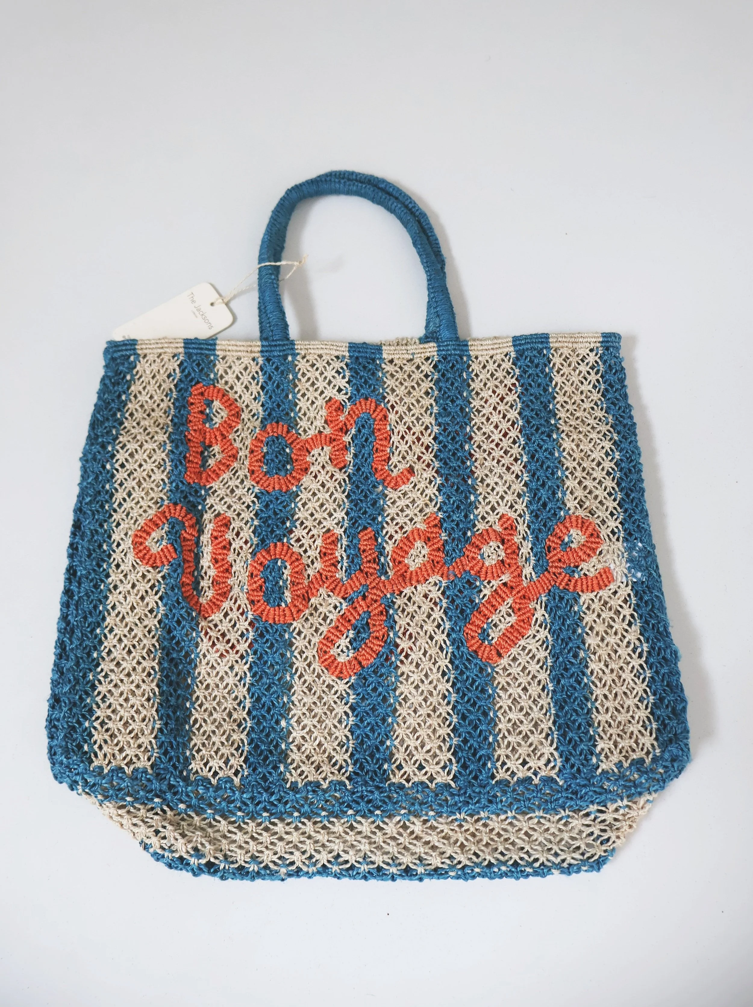 The Jacksons BON VOYAGE Jute Bag- Ocean/Natural/Peach