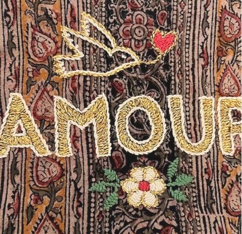 CSAO Embroidered Clutch Brown AMOUR Medium