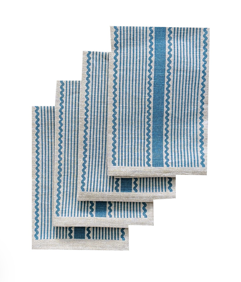 Aqua door Designs Blue Tuxedo Stripe Napkins (set of 4)