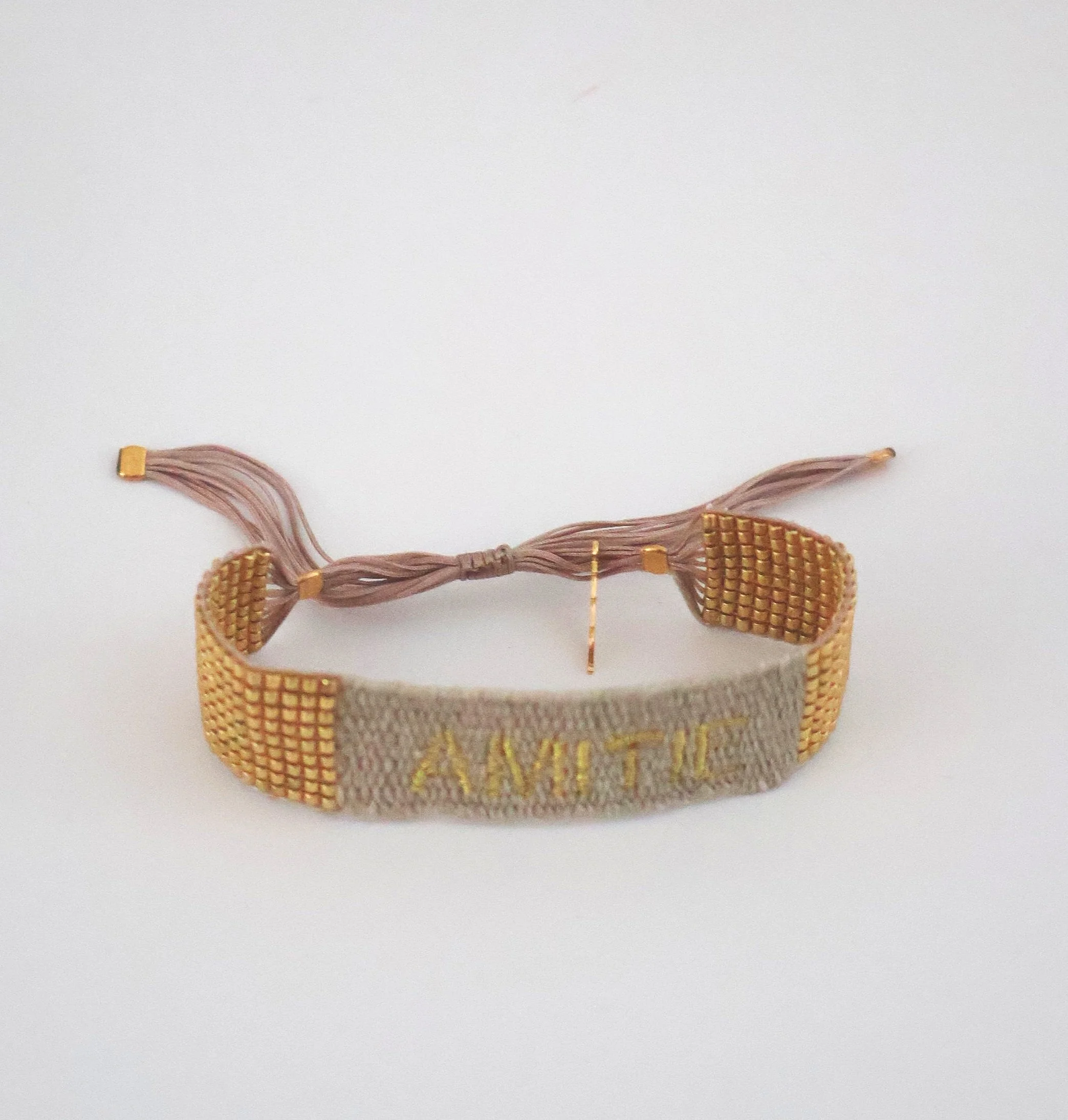 Maison Plune  Linen Nude Manchette Bracelet-Amitie/Friendship