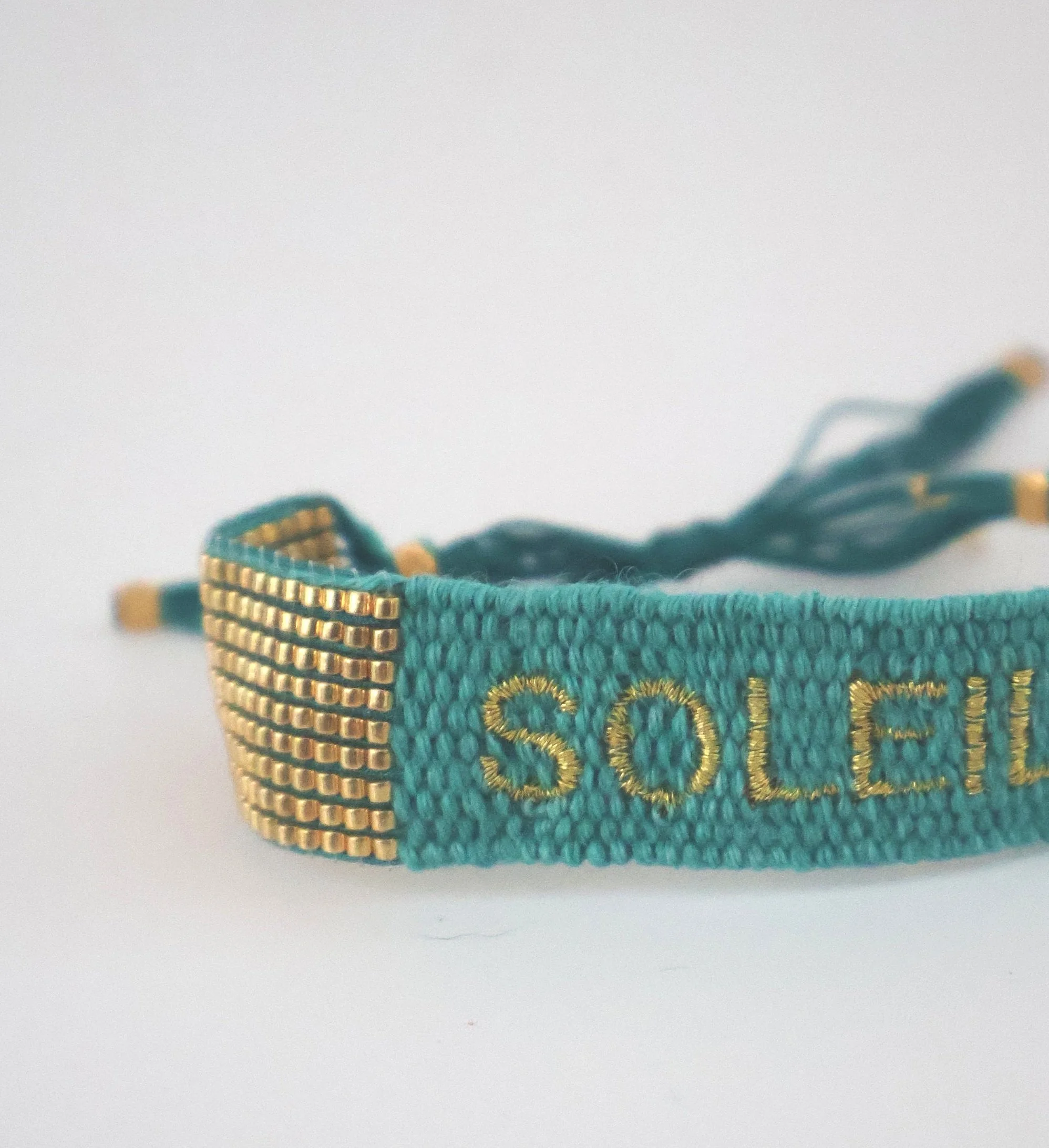 Maison Plune  Linen Turquoise Manchette Bracelet-Soleil