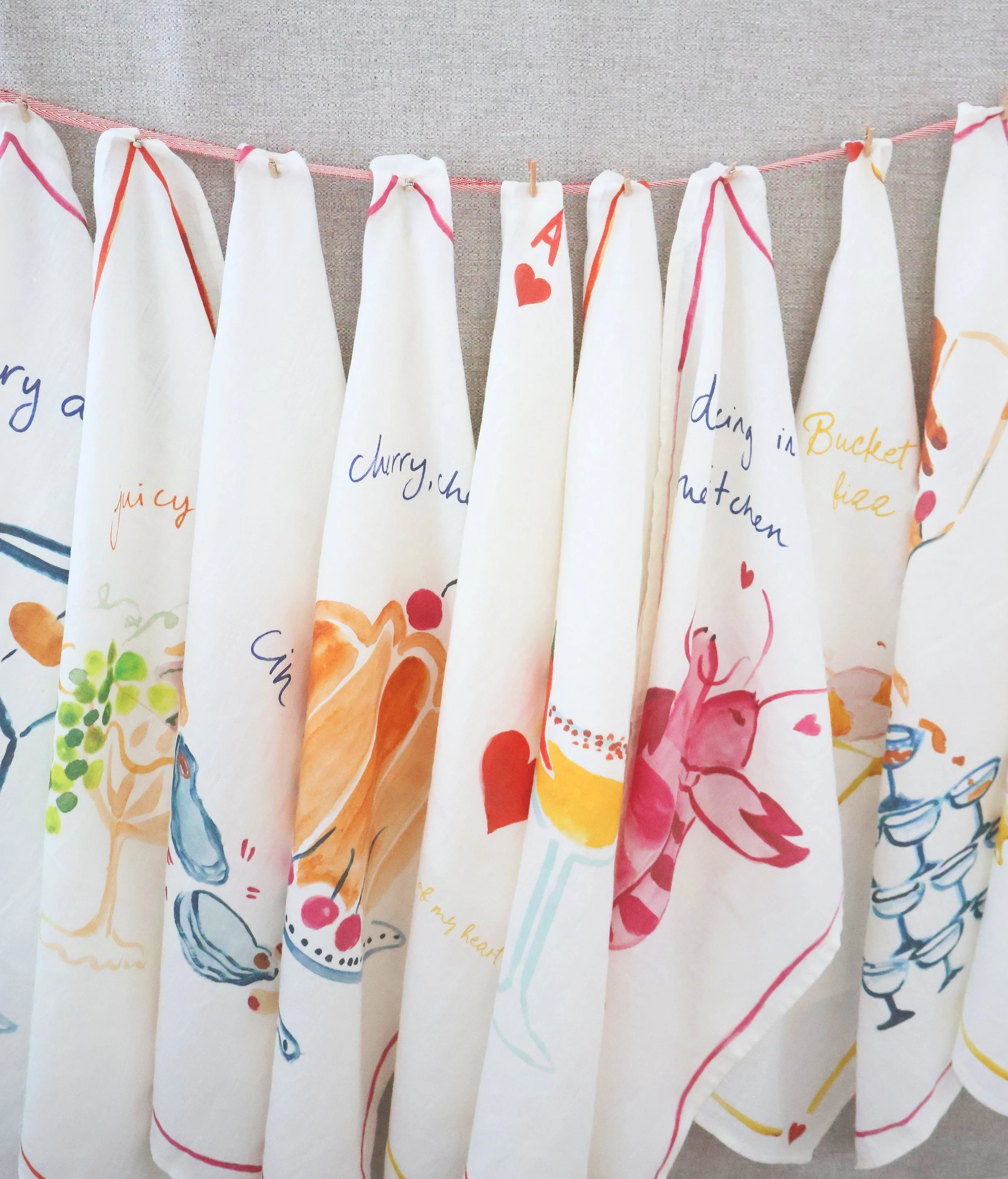 Dinette "Oyster Cheers" Linen Tea Towel