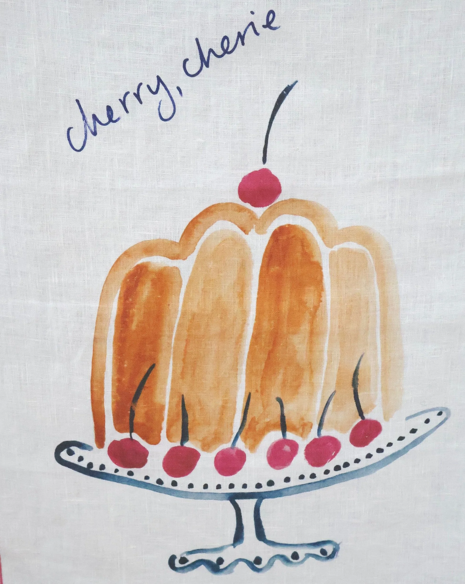 Dinette "Cherry Cherie " Linen Tea Towel