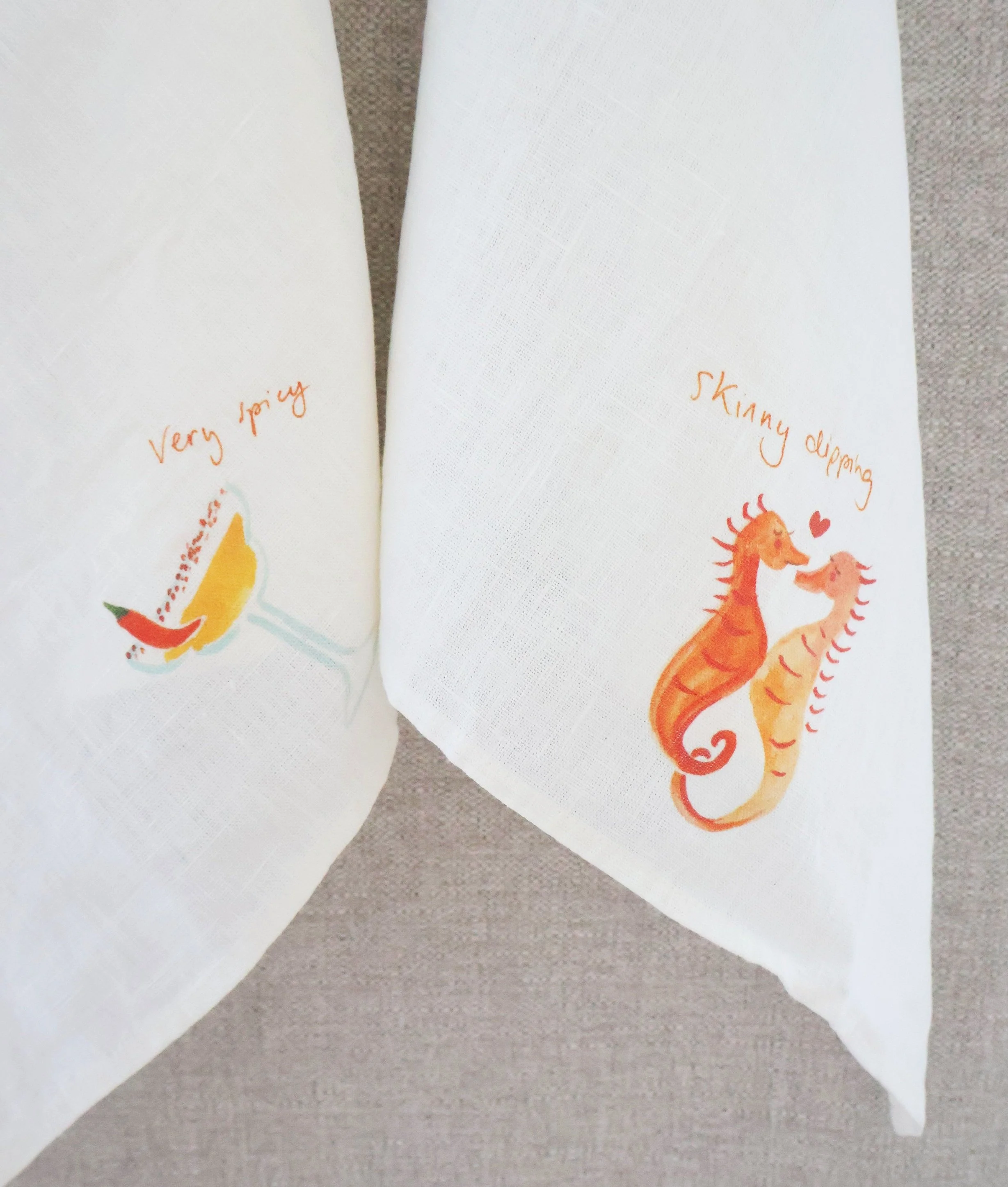 Dinette "Skinny Dipping/Very Spicy" Linen Napkin Set -2
