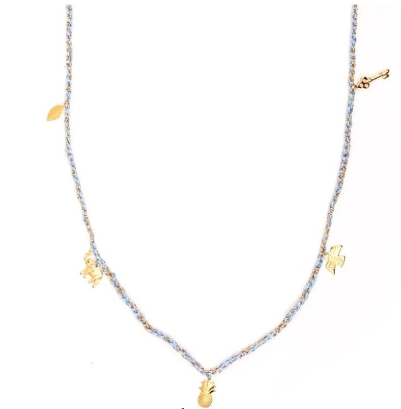 Maison Plune Frida 5 Charm Necklace-Blue