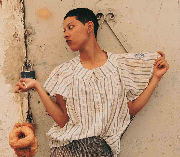 Claramonte Amazigh Tattoo Top-White Medium