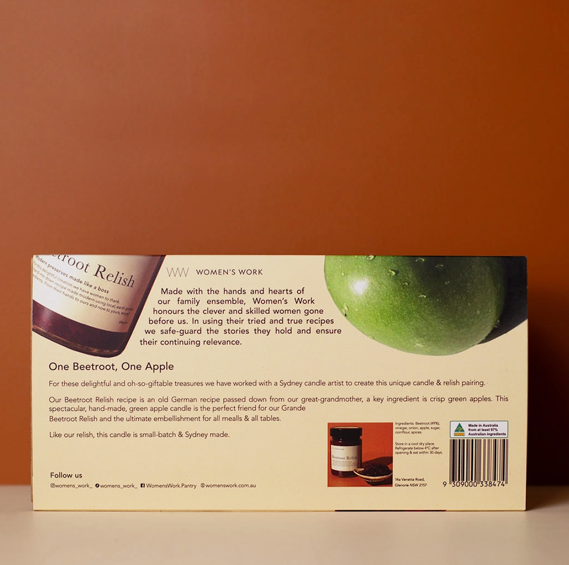Women's Work One Beetroot, One Apple Large- A Relish & Candle Gift Set (330g)