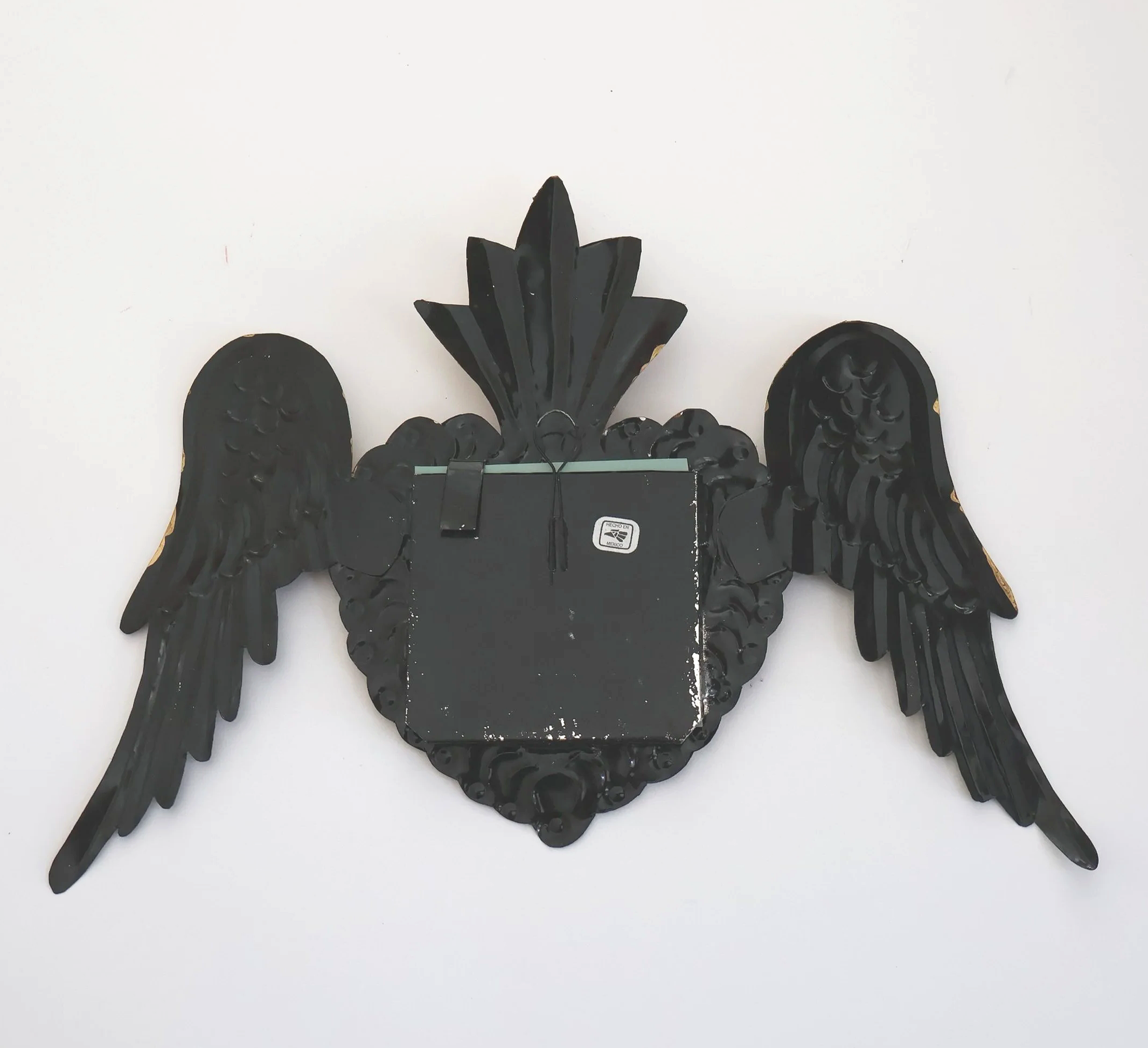 Tin Heart Mirror with Wings and Crown