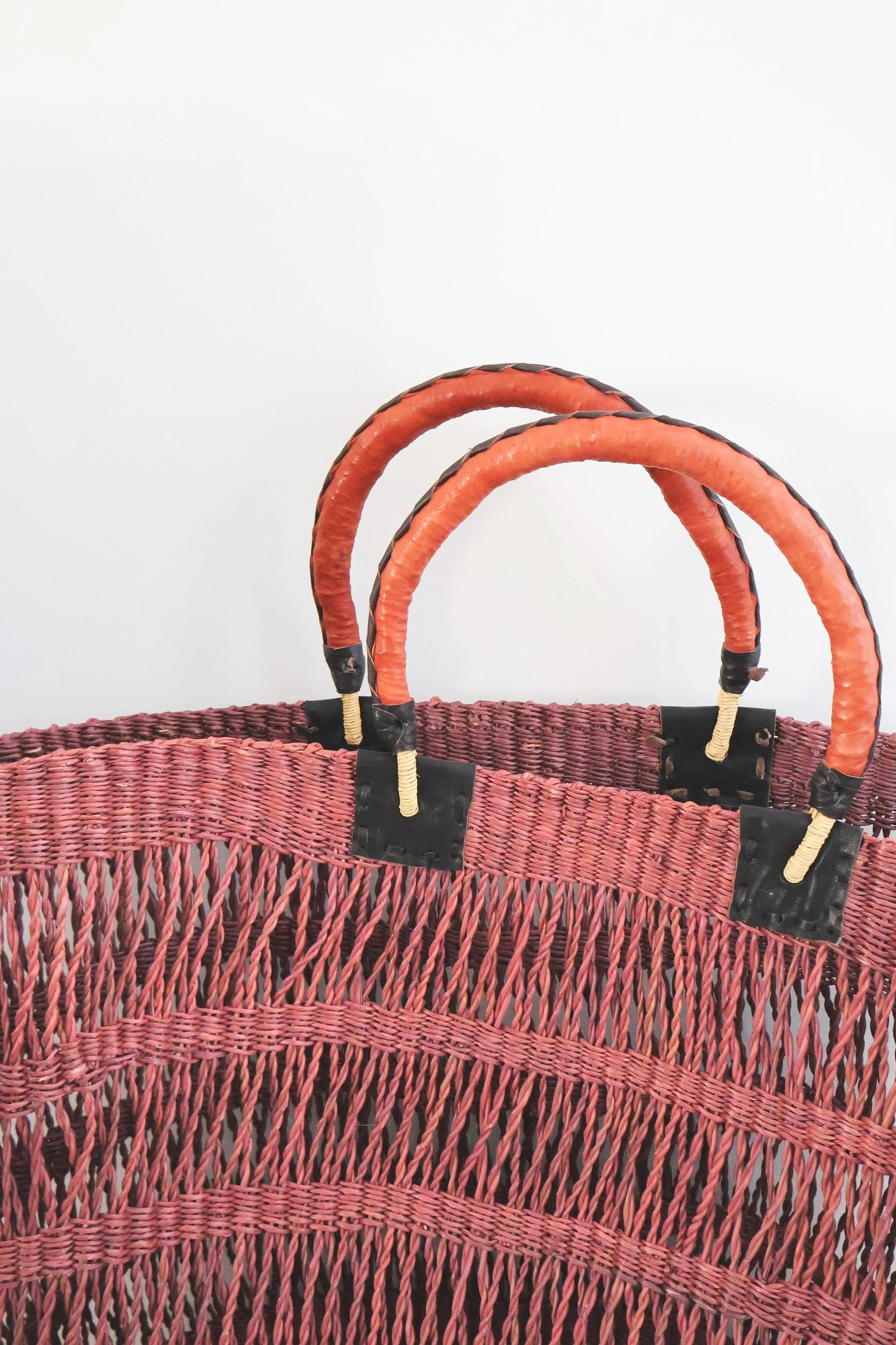Bolgatanga Handwoven Plum Net Basket Bag- XLarge