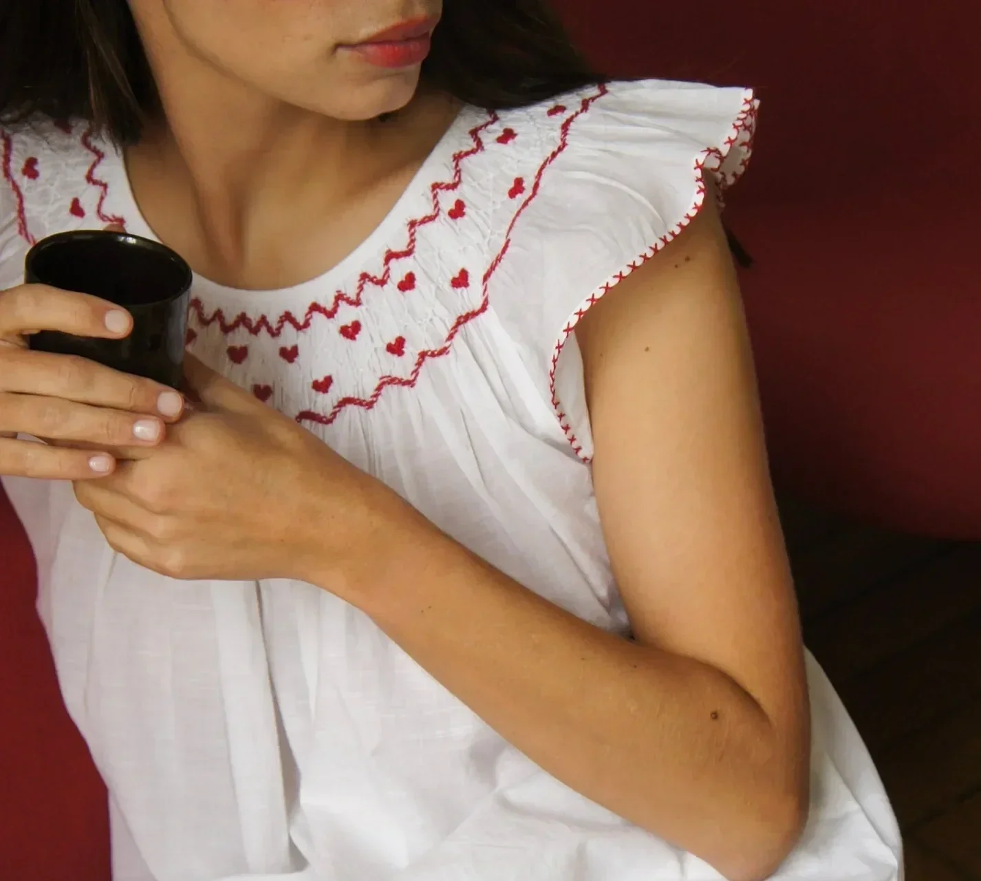 Scarlette Ateliers Sofia Pajama- Red embroideries Sz S/M