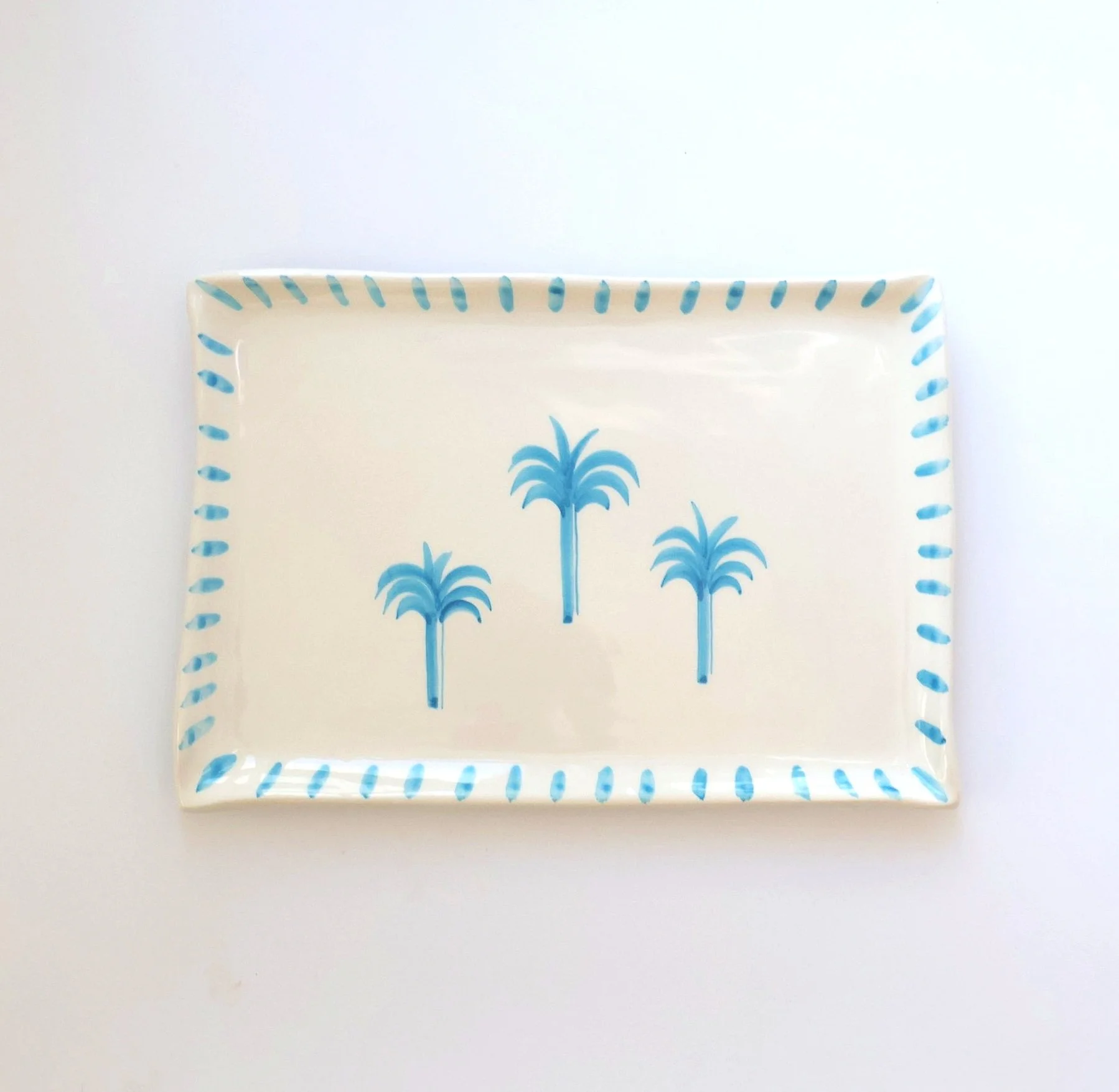 Les Ottomans Palm Hand-Painted Ceramic Large Tray
