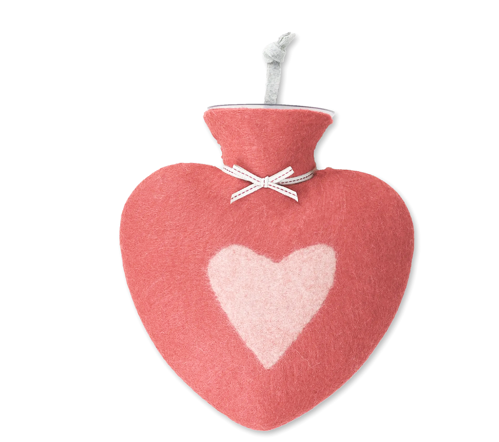 WärmeWunder Heart Hot Water Bottle- Heart Red Orange/Dusty Rose