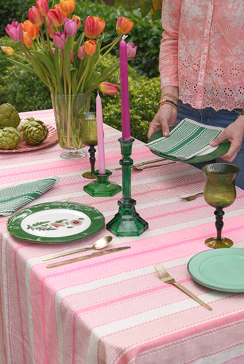 Aqua door Designs Green Tuxedo Stripe Napkins (set of 4)