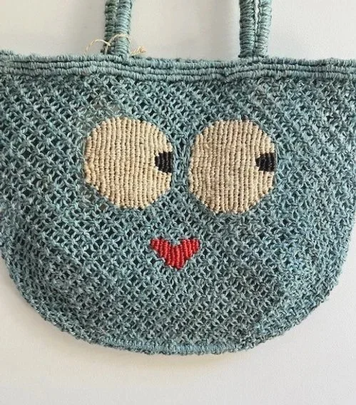The Jacksons BIG EYES Jute Bag- Sky
